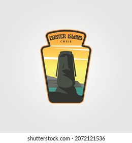 easter island vintage logo vector design, moai statue label badge illustration