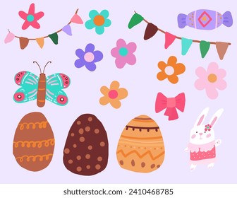 Easter isolated hand drawn design elements vector set