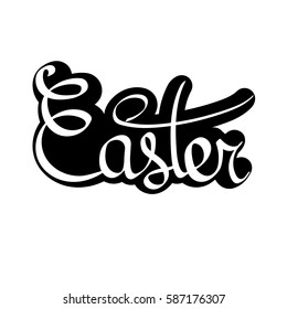 Easter, isolated sticker, calligraphy lettering, word design template, vector illustration
