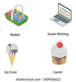 
Easter Isometric Vector Icons Collection 
