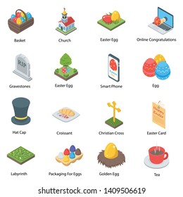 
Easter Isometric Vector Icons Pack
