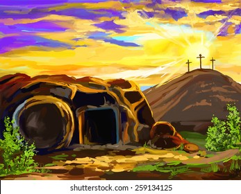 Easter Jesus Christ vector illustration  hand drawn  painted 