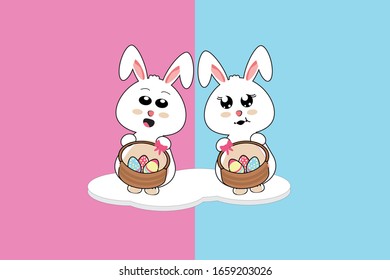 Easter Kawai Bunny Illustration Character