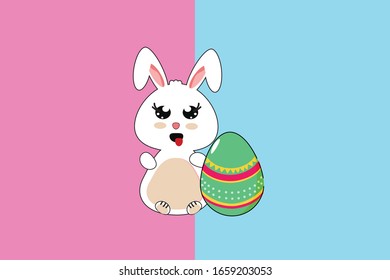Easter Kawai Bunny Illustration Character