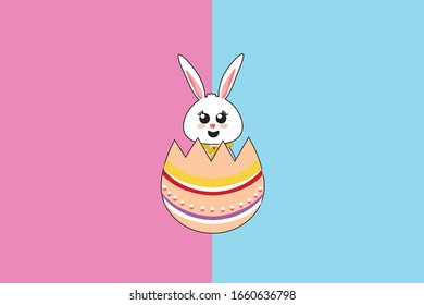 Easter Kawai Bunny Illustration Character
