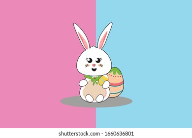 Easter Kawai Bunny Illustration Character