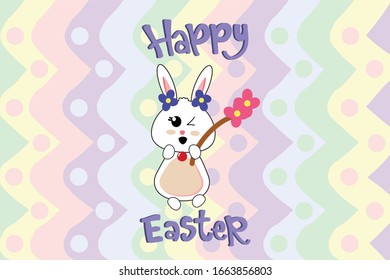 Easter Kawai Bunny Illustration Character