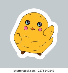 Easter kawaii cute chicks sticker, Happy easter sticker chicken