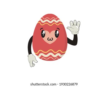 Easter Kawaii Egg Love Red Cute Vector