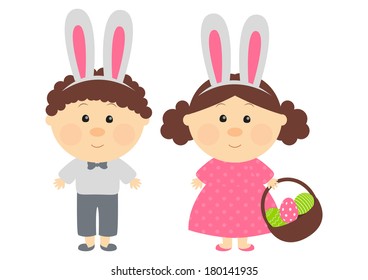 Easter kids with with rabbit-like ears