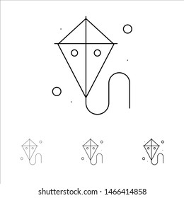 Easter, Kite, Spring, Madrigal Bold and thin black line icon set. Vector Icon Template background