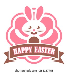Easter label with cute bunny icon