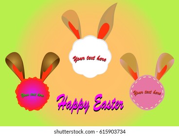 Easter label , rabbit ears