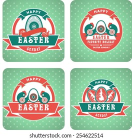 Easter labels Easter set of logos and labels with traditional subjects in a square shape with rounded corners