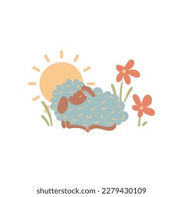 Cesta de huevo de cordero de pascua estampado para niños