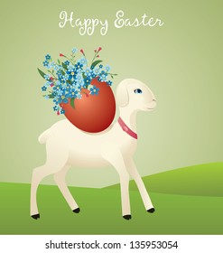 Easter lamb with egg and flowers