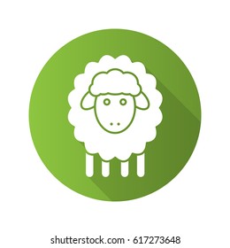 Easter lamb flat design long shadow icon. Sheep. Vector silhouette symbol