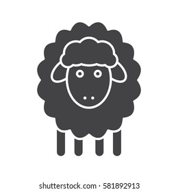 Easter lamb glyph icon. Sheep silhouette symbol. Negative space. Vector isolated illustration