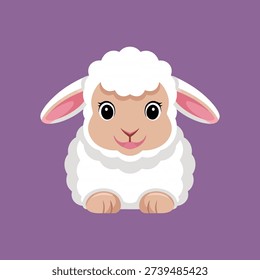 Easter lamb mascot illustration, fluffy sheep character, spring church fair poster element, baby shower invite, family festival session vector