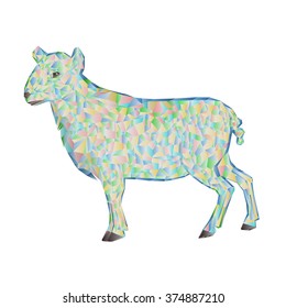 Easter lamb  polygons white background vector illustration