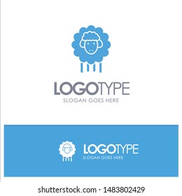 Easter, Lamb, Sheep, Spring Blue Solid Logo with place for tagline