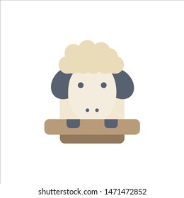 Easter, Lamb, Sheep, Spring  Flat Color Icon. Vector icon banner Template