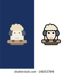 Easter, Lamb, Sheep, Spring  Icons. Flat and Line Filled Icon Set Vector Blue Background