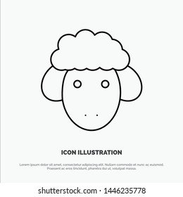 Easter, Lamb, Sheep, Spring Line Icon Vector