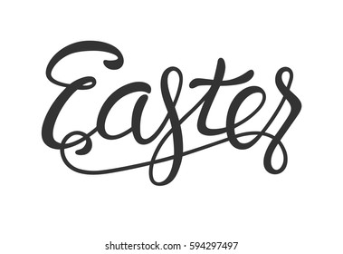 Easter Lettering Black Isolated on White Background