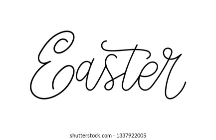 Easter lettering card. Hand drawn lettering poster for Easter. Ink illustration. Modern calligraphy. Easter typography on white background.