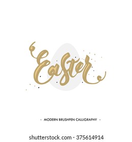 Easter lettering card. Hand drawn lettering poster for Easter. Modern calligraphy.