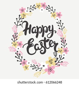 Easter lettering card - Happy Easter. Can use  lettering for invitation, greeting card, prints and posters. Typographic design.