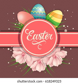 Easter Lettering in Circle and Eggs