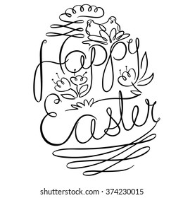 Easter lettering composition with egg silhouette
