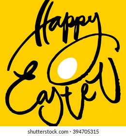  Easter lettering with egg. Happy easter card. Vector illustration.
