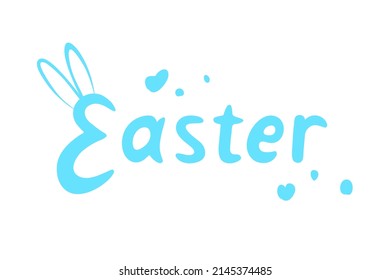 Letras de Pascua. Emblema para insignias y etiquetas. Inscripción feliz de Pascua con orejas conejitas y textura. Aislado sobre fondo blanco. Gráficos vectoriales
