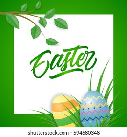 Easter lettering in green frame