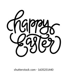 Easter lettering. Hand drawn phrase for Greeting card isolated on white background. Happy easter lettering 