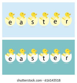Easter  lettering with little ducks in the eggs 