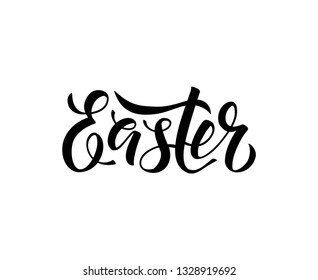 Easter lettering. Modern calligraphy written by brush pen. Vector illustration isolated on white background
