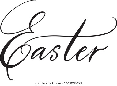 Easter. Lettering phrase, calligraphic black inscription on a white isolated background 