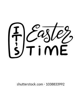 Easter lettering. Template vector hand drawn black on white background. Happy holiday postcard. Vector illustration