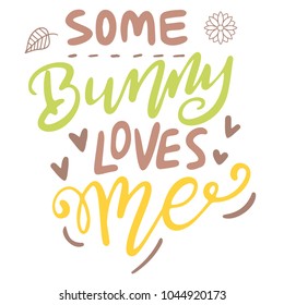 Easter lettering. Template vector hand drawn black on white background. Happy holiday postcard. Vector illustration
