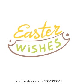 Easter lettering. Template vector hand drawn black on white background. Happy holiday postcard. Vector illustration