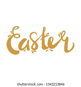 Easter lettering. The word "Easter" written in the style of lettering on a white background. Vector illustration.