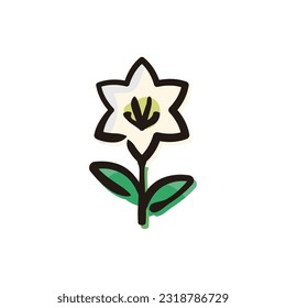 Easter lily - Easter icon (Hand-drawn line, colored version)