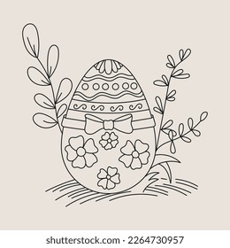 Easter Line art Illustration Vector design for coloring book