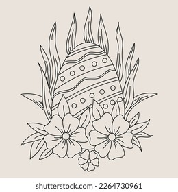 Easter Line art Illustration Vector design for coloring book