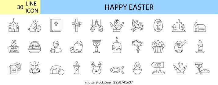 easter line editable stroke icons. Spring, holidays, Christ, God, Christianity. Vector illustrator