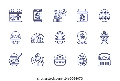 Easter line icon set. Editable stroke. Vector illustration. Containing easter egg, easter eggs, easter, smartphone.